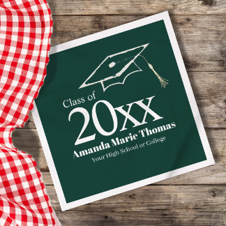Green Graduation Script Name Class Year Design Napkin