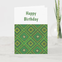Green Granny Square Pattern Birthday Card