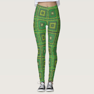 Green Granny Square Pattern Leggings