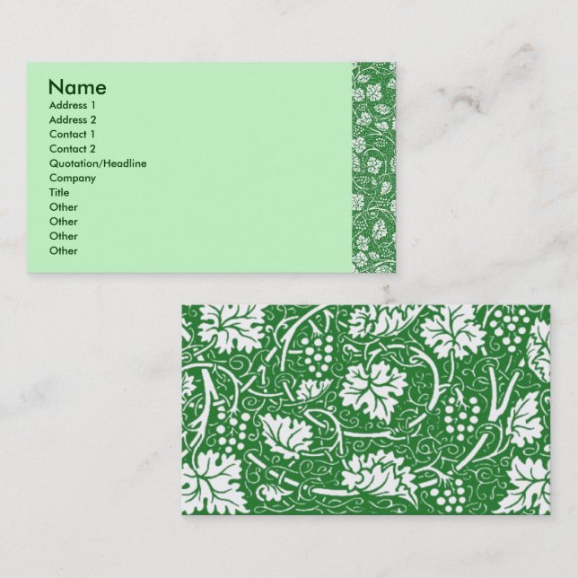 Green Grape Leave Profile Card (Front/Back)