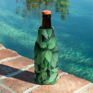 Green Grape Leaves Bottle Cooler