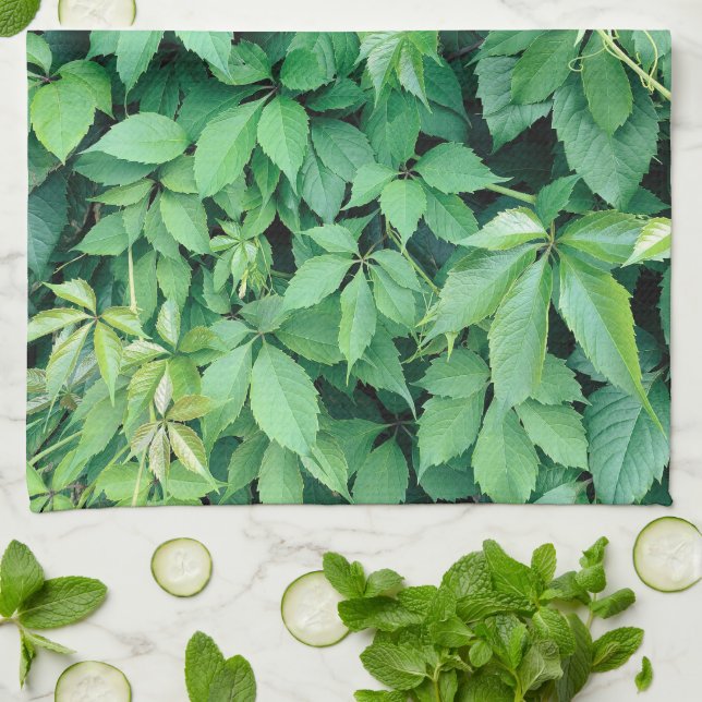 Green Grape Leaves Tea Towel (Folded)
