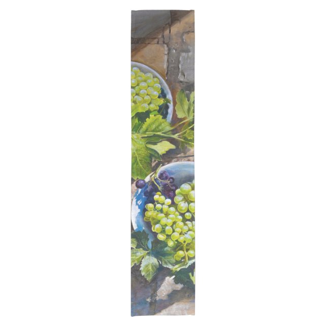 Green Grape Still Life Painting Short Table Runner (Front)