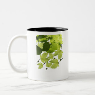Green Grape Vine Leaves Two-Tone Coffee Mug