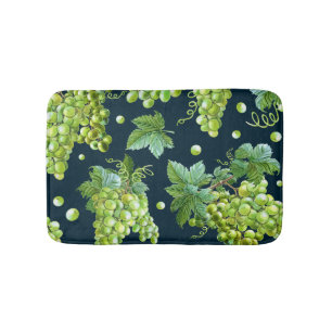 Green Grape: Watercolor Dark Pattern Bath Mat