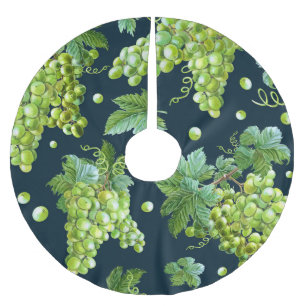 Green Grape: Watercolor Dark Pattern Brushed Polyester Tree Skirt