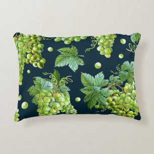 Green Grape: Watercolor Dark Pattern Decorative Cushion