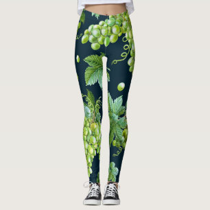 Green Grape: Watercolor Dark Pattern Leggings