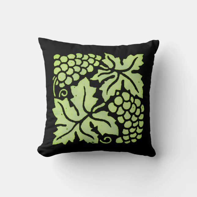 Green Grapes on Black Cushion (Front)