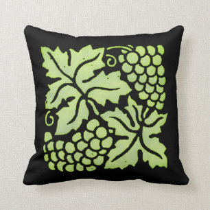 Green Grapes on Black Cushion