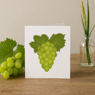 Green Grapes Vine Leaves Fresh Fruit Card