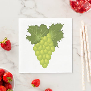 Green Grapes Vine Leaves Fresh Fruit Napkin