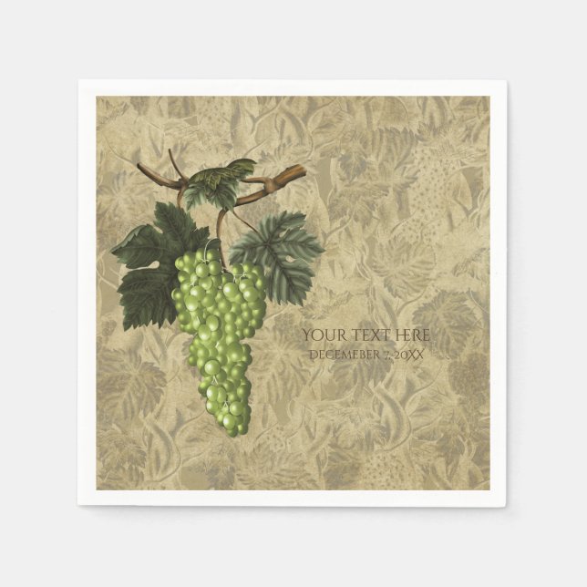 Green Grapes Vineyard Wine Tasting Party Napkin (Front)