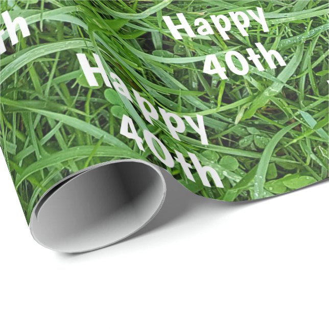 Green Grass 40th Birthday Wrapping Paper (Roll Corner)
