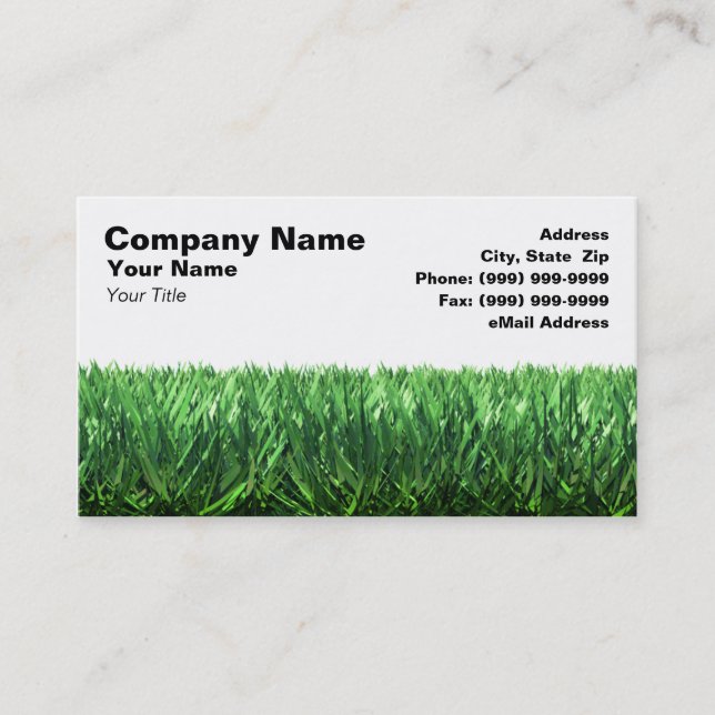 Green Grass Against White Background Business Card (Front)