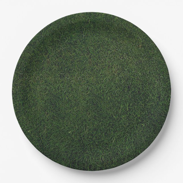 Green grass background paper plate (Front)