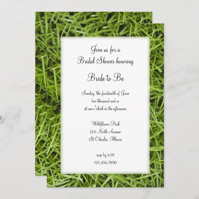 Green Grass Backyard Bridal Shower Invitation (Front/Back)