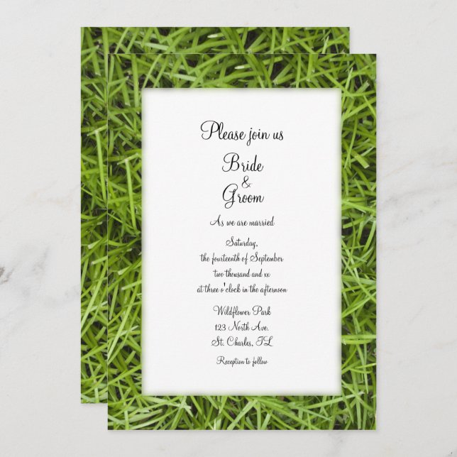 Green Grass Backyard Summer Wedding Invitation (Front/Back)