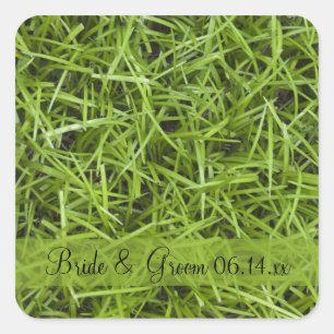 Green Grass Backyard Wedding Envelope Seals