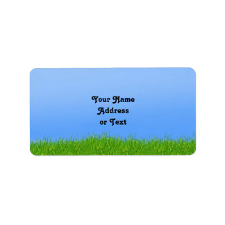 Green Grass & Blue Sky Background Label