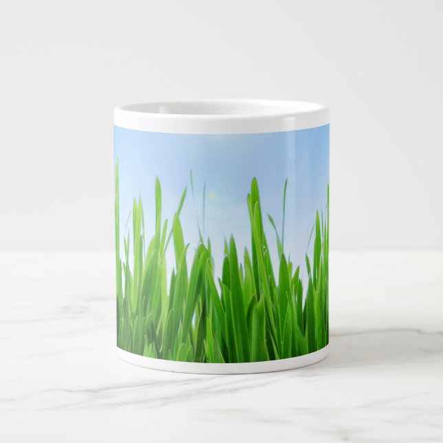 Green Grass Blue Sky Landscape-10826 Large Coffee Mug (Front)