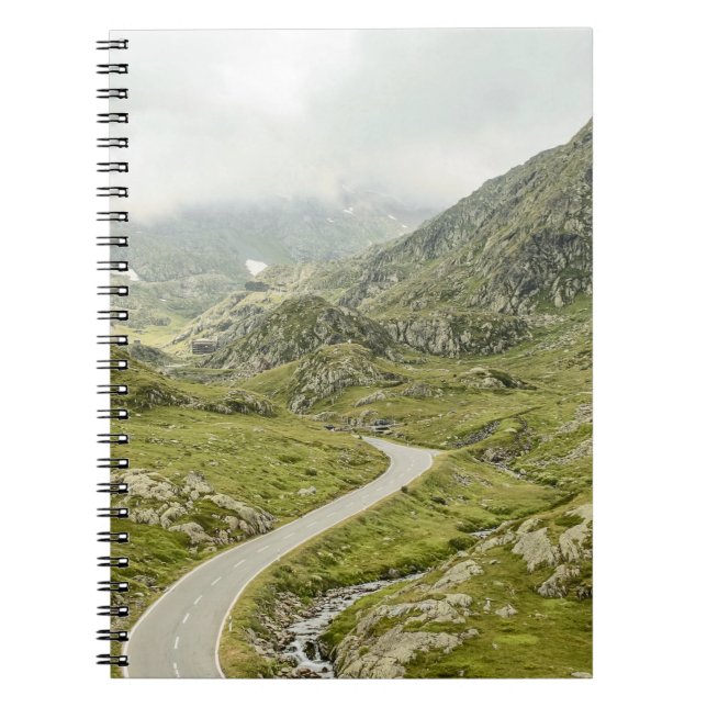 GREEN GRASS FIELD AND MOUNTAIN NOTEBOOK (Front)