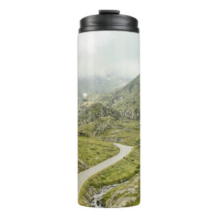 GREEN GRASS FIELD AND MOUNTAIN THERMAL TUMBLER
