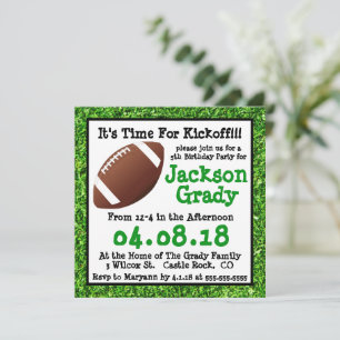 Green Grass Football Birthday Invitation