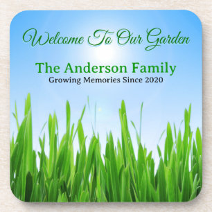 Green Grass Garden with Blue Sky Design Coaster