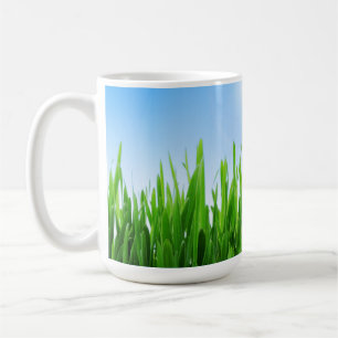 Green Grass Garden with Blue Sky Design Coffee Mug