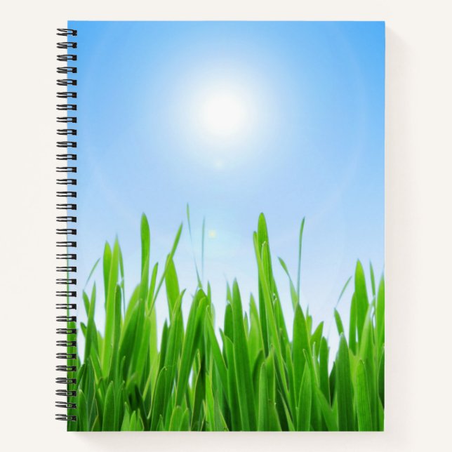 Green Grass Garden with Blue Sky Design Notebook (Front)