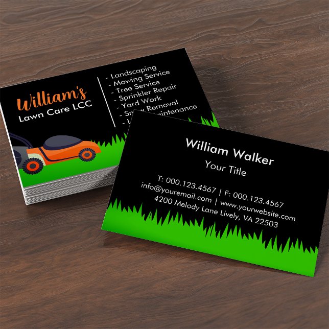 Green Grass Lawn Care & Landscaping Mower Business Card (Creator Uploaded)