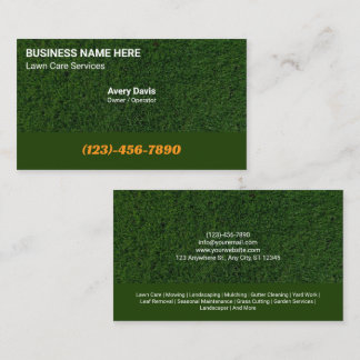 Green Grass Lawn Care Landscaping Tree Service Business Card