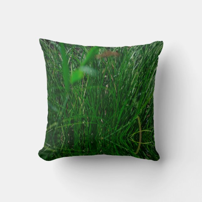 Green Grass Leaves Nature Cushion (Front)