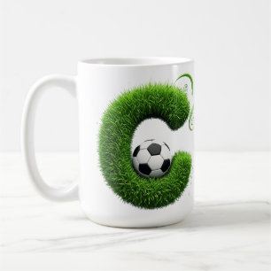 Green Grass Letter C Topiary With Soccer Ball Coffee Mug