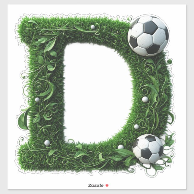 Green Grass Letter D Topiary With Soccer Ball (Sheet)