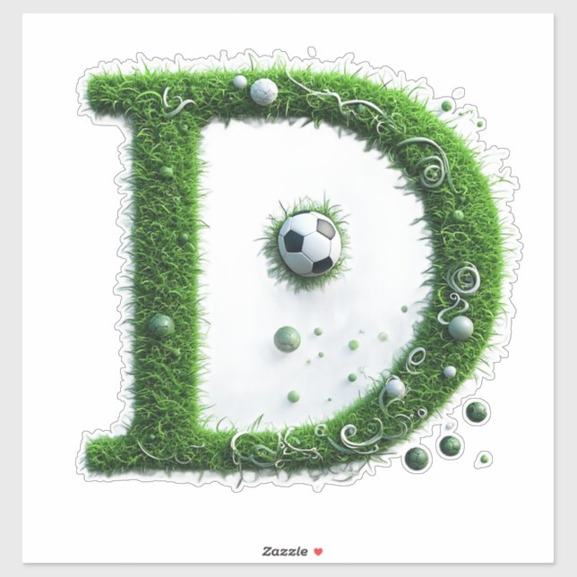 Green Grass Letter D Topiary With Soccer Ball (Sheet)