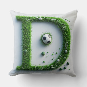Green Grass Letter D Topiary With Soccer Ball Cushion