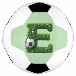Green Grass Letter E Topiary With Soccer Ball