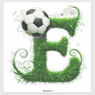 Green Grass Letter E Topiary With Soccer Ball