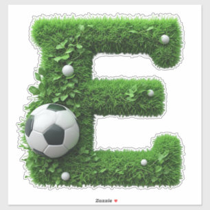 Green Grass Letter E Topiary With Soccer Ball