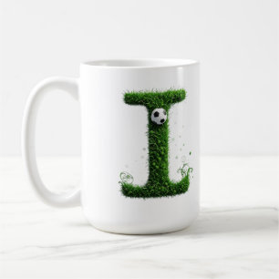 Green Grass Letter I With Soccer Ball Coffee Mug