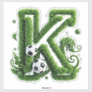 Green Grass Letter K With Soccer Ball