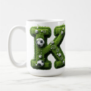 Green Grass Letter K With Soccer Ball Coffee Mug