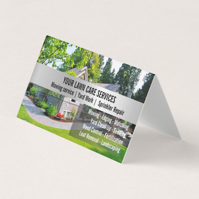 Green Grass Mowing Yarn Care Gardenin Business Card (Front)