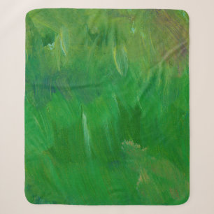 Green grass paint texture. Hand drawn background. Sherpa Blanket