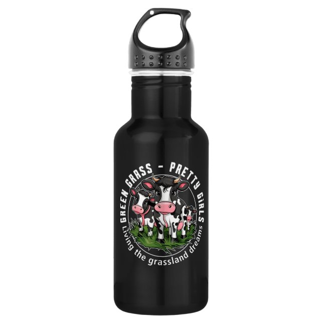 Green grass, pretty girls 532 ml water bottle (Front)