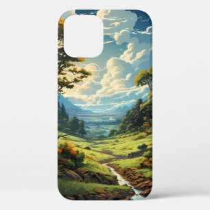 Green Grass Sky Landscape iPhone 12 Case