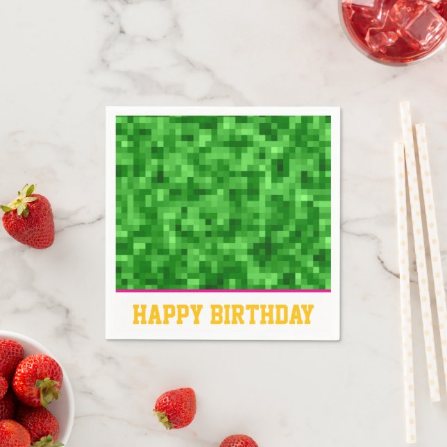 Green Grass Sports Team Field Happy Birthday Napkin (Insitu)