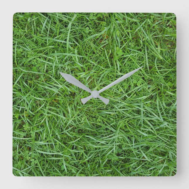 Green Grass Square Wall Clock (Front)